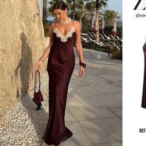 Red Slip Maxi Dress with Spaghetti Straps for Wedding Guest